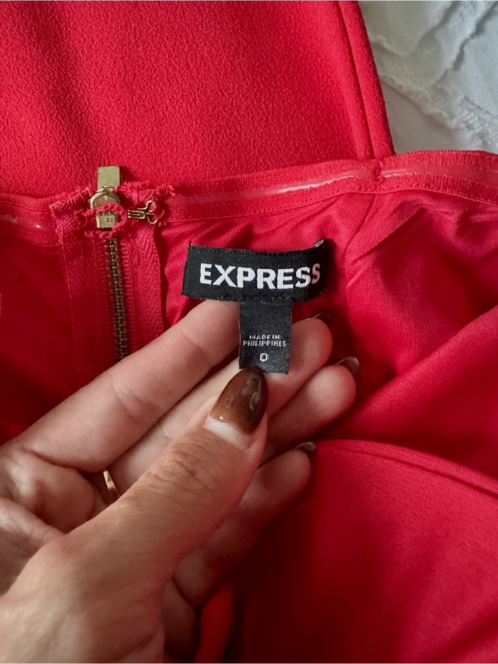 Express Strapless Red Tailored Jumpsuit - Picture 7 of 7